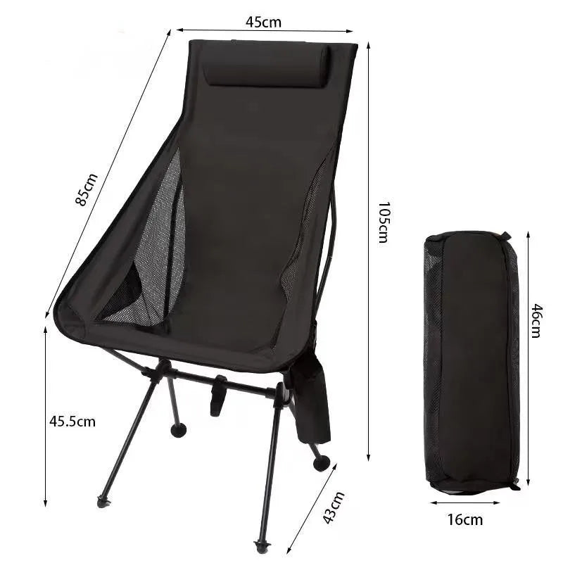 Ultralight High-Back Camping Moon Chair - Portable Aluminum Alloy Chair for Fishing, Picnic, BBQ, Beach, and Outdoor Leisure