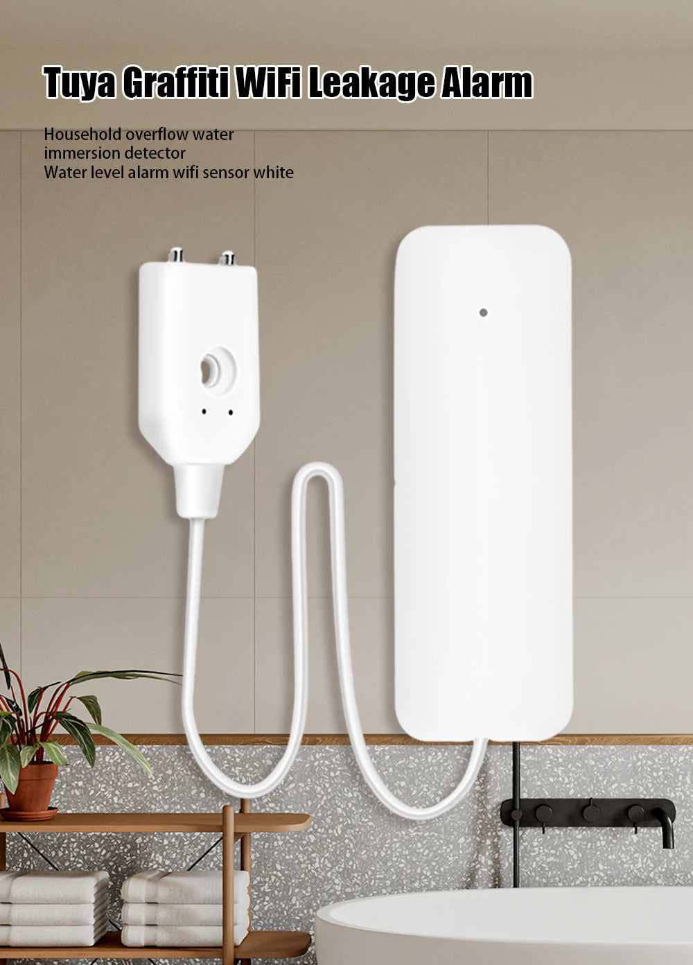 Tuya WiFi Water Leakage Sensor Flood Water Leakage Alarm Smart Home Automation Residential Security Protection Smart Life App