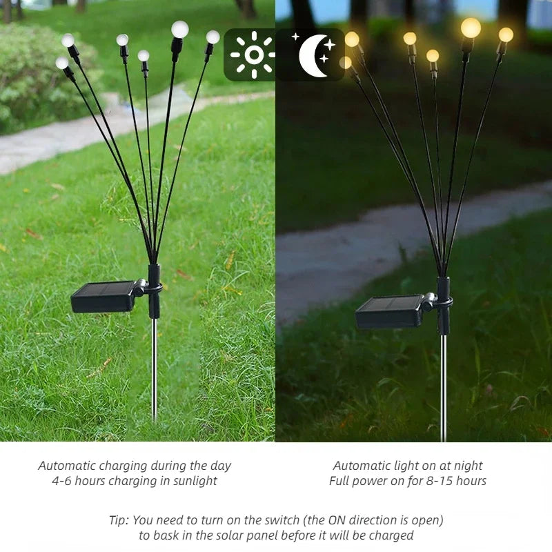 6/8/10 LED Solar Firefly Garden Lights - Outdoor Waterproof Swaying Solar Lights for Patio and Pathway Decoration