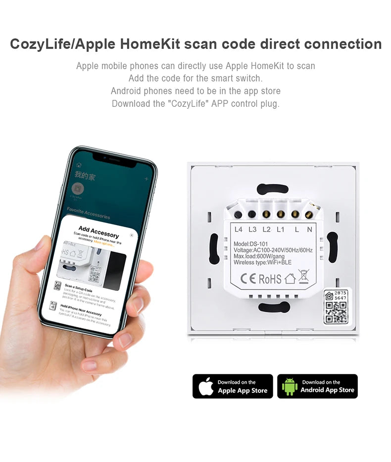 For Apple Homekit Touch Switch WIFI Smart Home Automation Wall Light Switch Interruptor Inteligenter 1/2/3Gang Siri VoiceControl