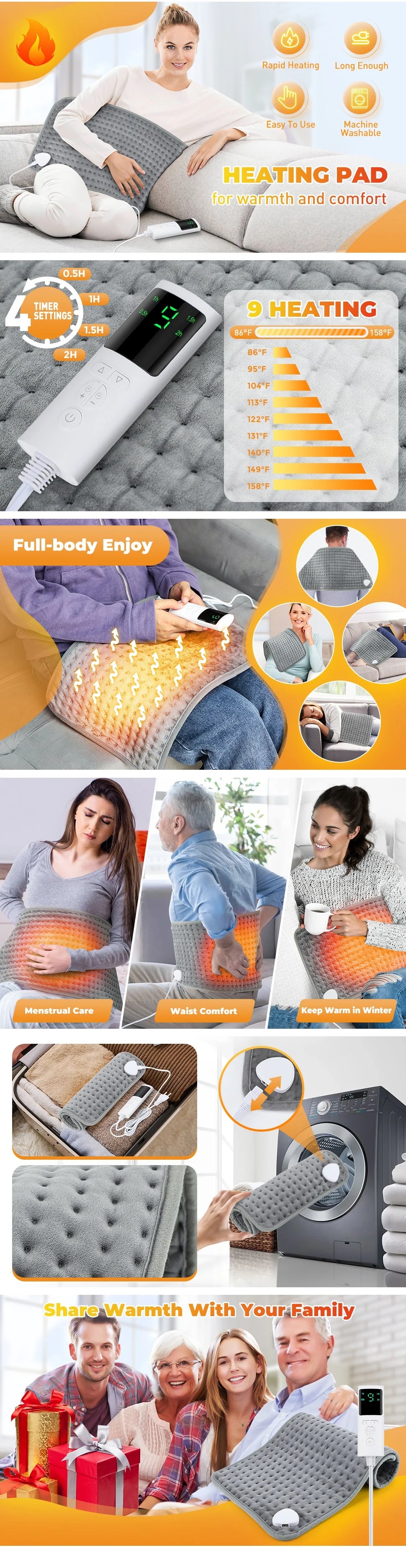 Electric Heating Pad Winter Warm For Bed Blankets Office Home Foot Hand Warmer Sheet Camping Heater 110V 220V Washable 60*30CM