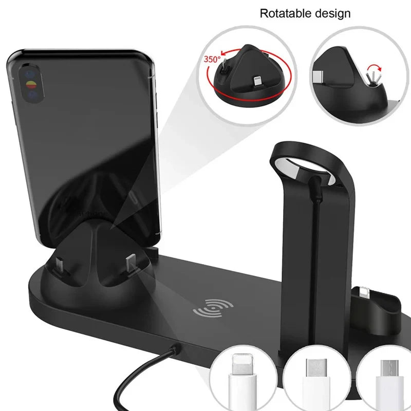 VIKEFON 30W 7-in-1 Wireless Charging Station – Fast Charger Stand for iPhone 14, 13, 12 Pro Max, Apple Watch, AirPods Pro, iWatch 8, 7