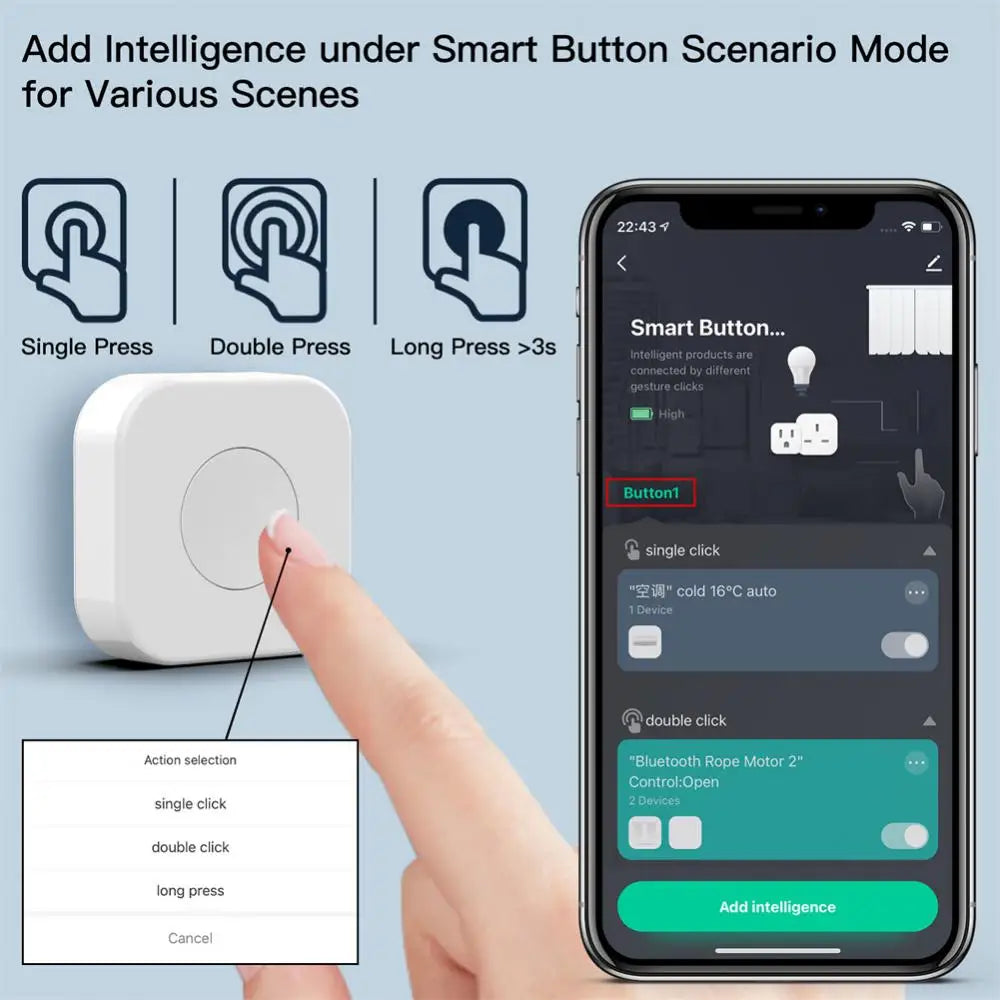 Tuya Zigbee Smart Switch Push Button One Key Contror Scene Switch Wireless Smart Life Remote Controller Smart Home Automation