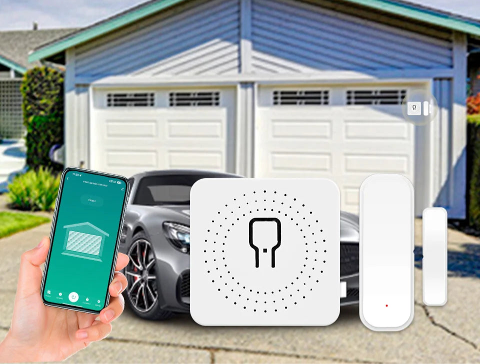 Tuya WiFi Smart Garage Door Opener Door Sensor Smart Home Home Automation Work For Google Assistant Alexa APP Remote Control