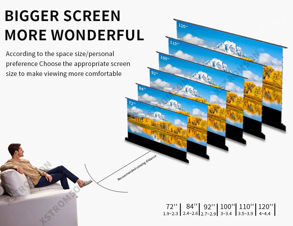 120 inch Laser TV ALR Projector Screen Motorized Floor Rising PET Crystal UST ALR Projection Screen For 4K Ultra Short Projector