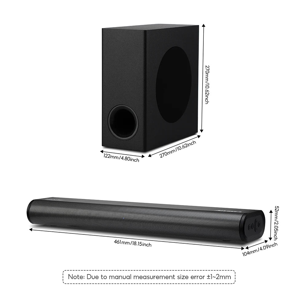 AIYIMA S07 Dolby 2.1 Sound Bar 150W Soundbars With Wireless Subwoofer for TV 3D System Speaker Bluetooth HDMI/Aux/Opt/USB