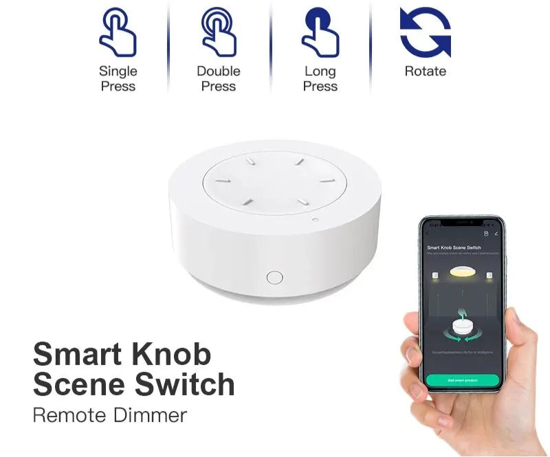 Tuya ZigBee Smart Rotating Knob Switch - DIY Wireless Scene Control, Dimmer Switch for Home Automation, Linkage Remote for Appliances