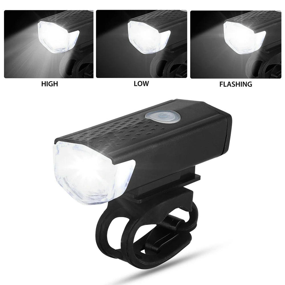 USB Rechargeable LED Bike Light Set - Front & Rear Headlight and Taillight for MTB & Road Cycling Safety