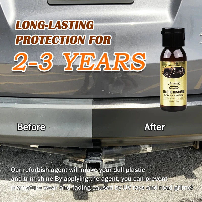 HGKJ Car Plastic Restorer with Ceramic Coating - 2-3 Years Protection for Plastic Trim & Rubber, Restores Black Shine, Prevents Whitening