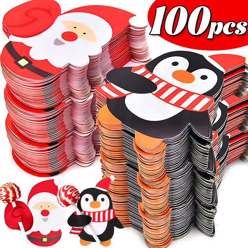 Christmas Lollipop Gift Cards for Christmas 2024 | Cartoon Santa, Snowman & Penguin