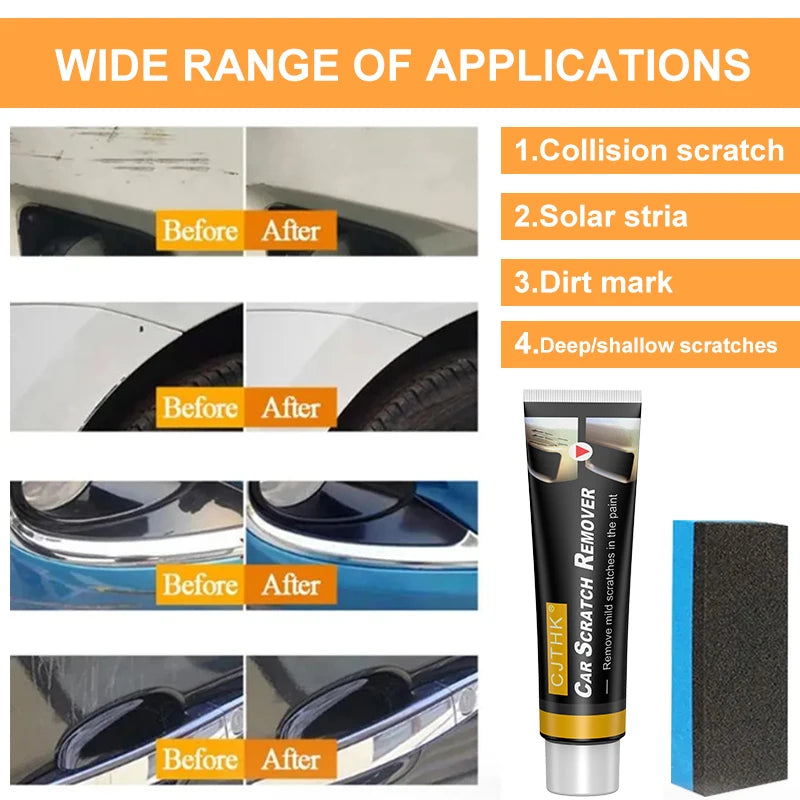 Car Scratch Remover and Polishing Paste with Sponge - Paint Repair for Smooth and Shiny Car Body