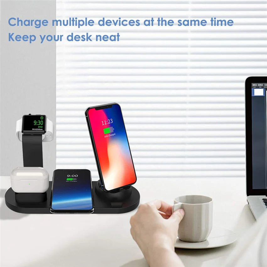 VIKEFON 30W 7-in-1 Wireless Charging Station – Fast Charger Stand for iPhone 14, 13, 12 Pro Max, Apple Watch, AirPods Pro, iWatch 8, 7