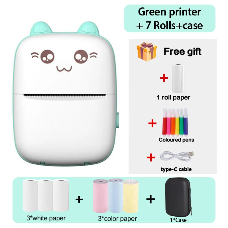Yixinsci Mini Cat Thermal Printer Wireless BT 200dpi