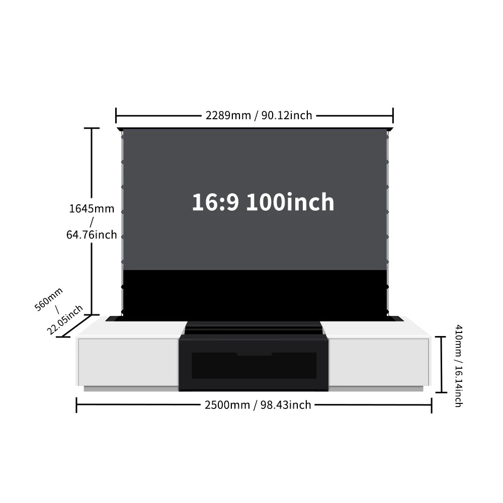 2025 MAX 120 inch Intelligent Laser TV Projector Screen TV Cabinet+Motorized Floor Rising UST Projection Screen For Home Theater