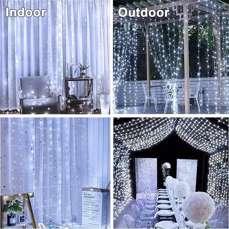 3M LED Curtain String Lights - USB Fairy Garland Lamp with 8 Modes for Home, Garden, Christmas 2024, Party, New Year, and Wedding Decoration