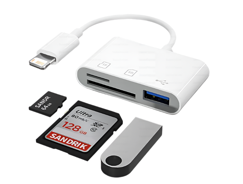 Lieve 3-in-1 SD/TF Card Reader for iPhone 14, 13, 12, 11 Pro Max, XR, XS, USB-C Camera Converter for iPad, Android, Laptop OTG Adapter