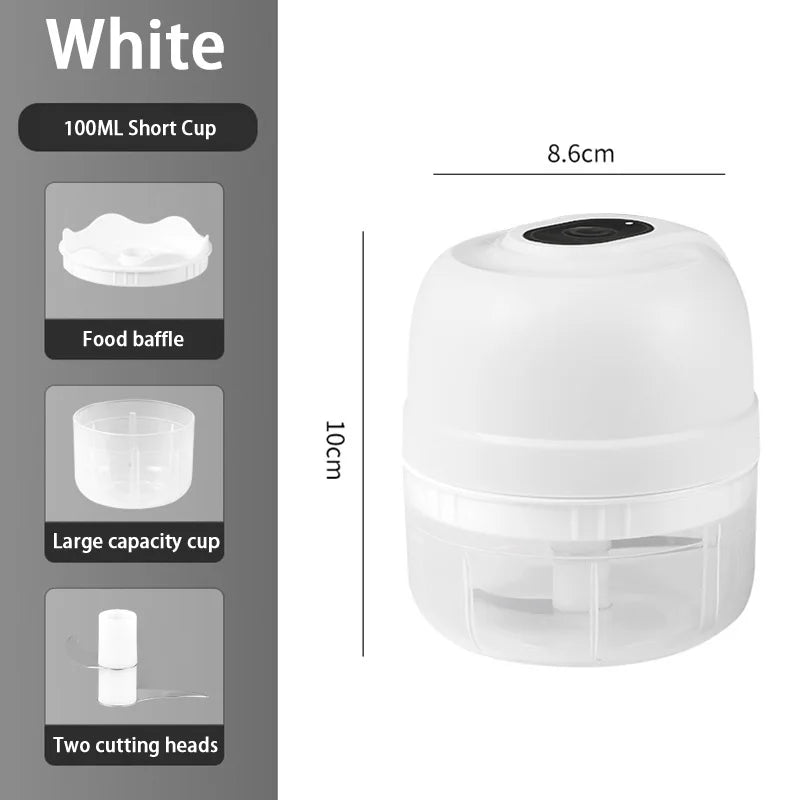 Electric Garlic Purer 100/250ML Mini Electric Garlic Chopper USB Charging Ginger Vegetable Cutter Food Chopper Kitchen Tools