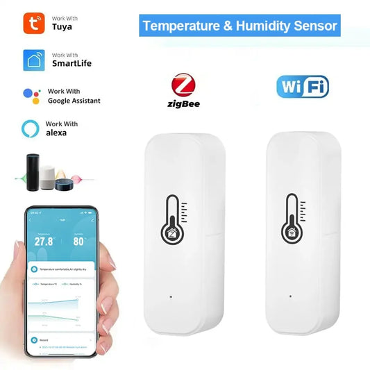 Tuya Zigbee/WiFi Temperature & Humidity Sensor – Smart Thermometer Compatible with Smart Life, Alexa, and Google Assistant