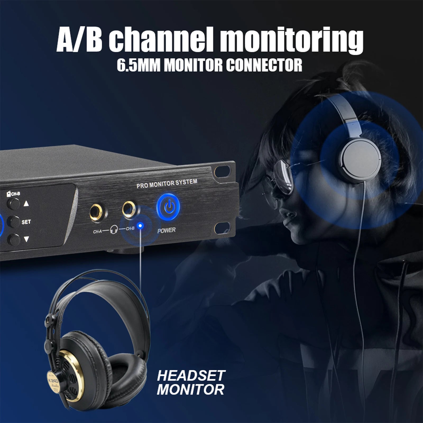 Debra ER-202 Stage Audio UHF Wireless In Ear Monitor System With Multiple Transmitter For Stage Performance Singer