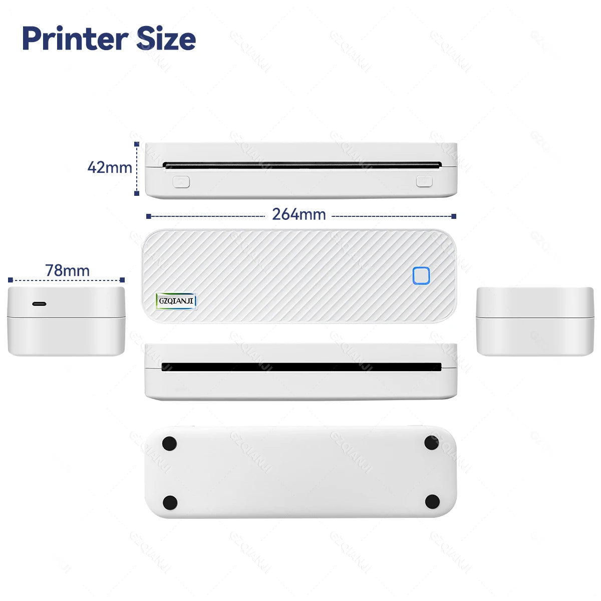 GZQIANJI GZMA412 Inkless Portable A4 Thermal Printer – Bluetooth PDF, Excel, Word Document Printing Machine with Paper Roll for Office, Home, and School Use