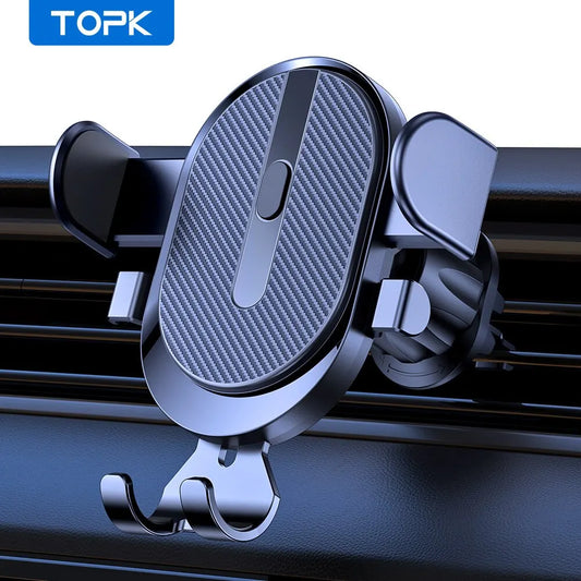 TOPK 2023 Auto-Locking Car Phone Holder Mount | Universal Air Vent Phone Holder with Hook Clip for iPhone, Samsung & Smartphones