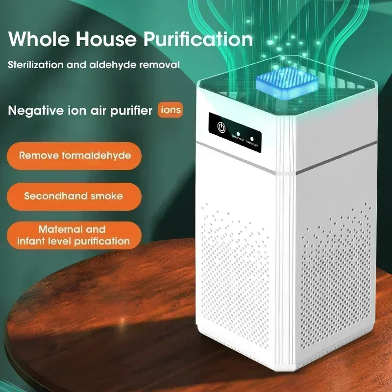 Air Purifier Smoke Odor Negative Ion Generator Air Cleaner for Household HEPA Filter Efficient Purifying Air Smart Formaldehyde