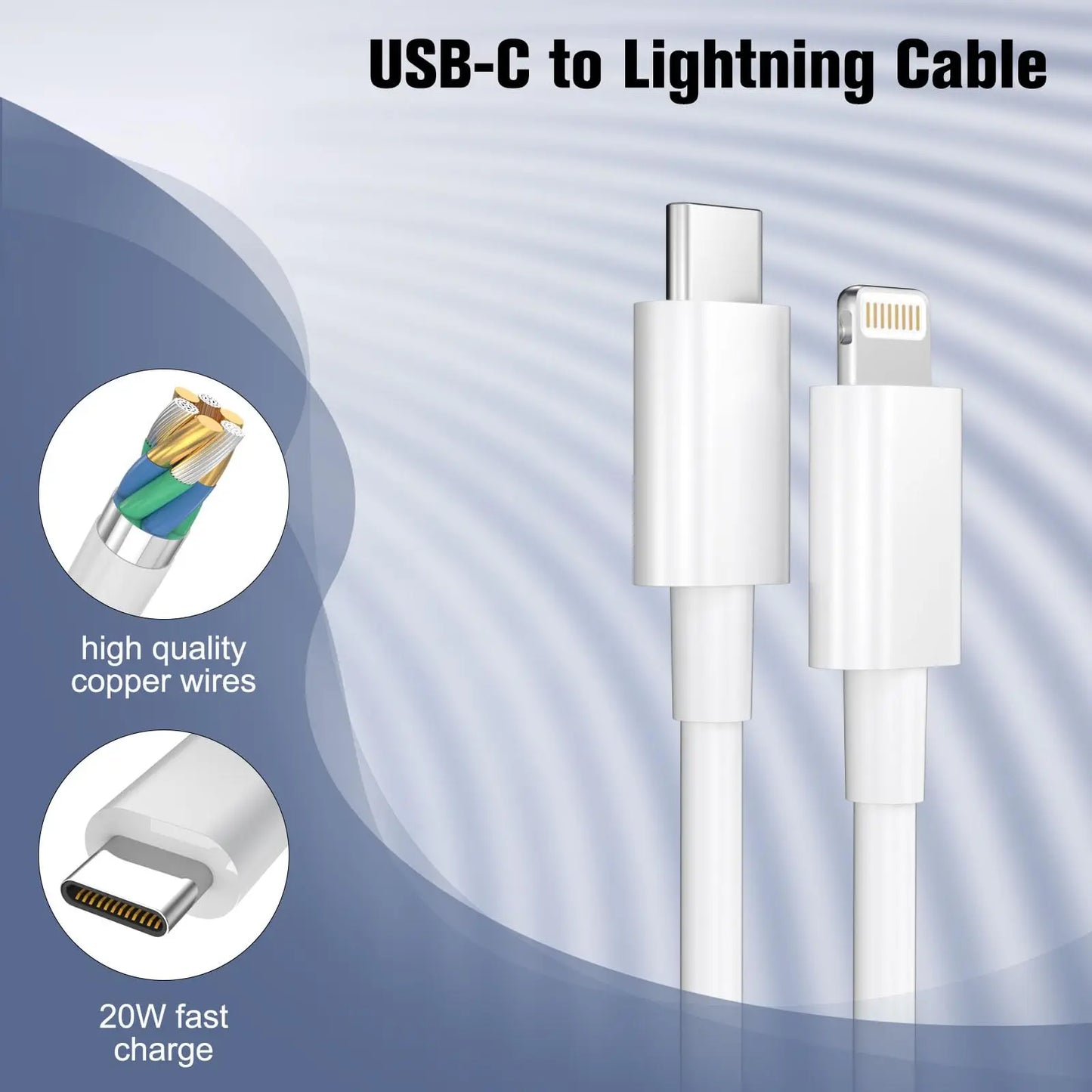 TekaGene 30W PD Fast Charging Cable – Type-C to Lightning for iPhone 14, 13, 12, 11 Pro Max, X, 8, 7, 6 Plus, SE