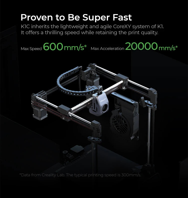 Creality K1C 3D Printer 600mm/s Auto Leveling Robust Direct Extruder Tri-High Speed Printing Upgrade K1 with AI Camera Printer