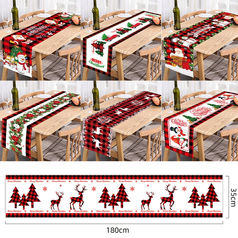 Christmas Table Runner - Merry Christmas Home Decoration Tablecloth Cover for Xmas, New Year Party, and Gifts 2024