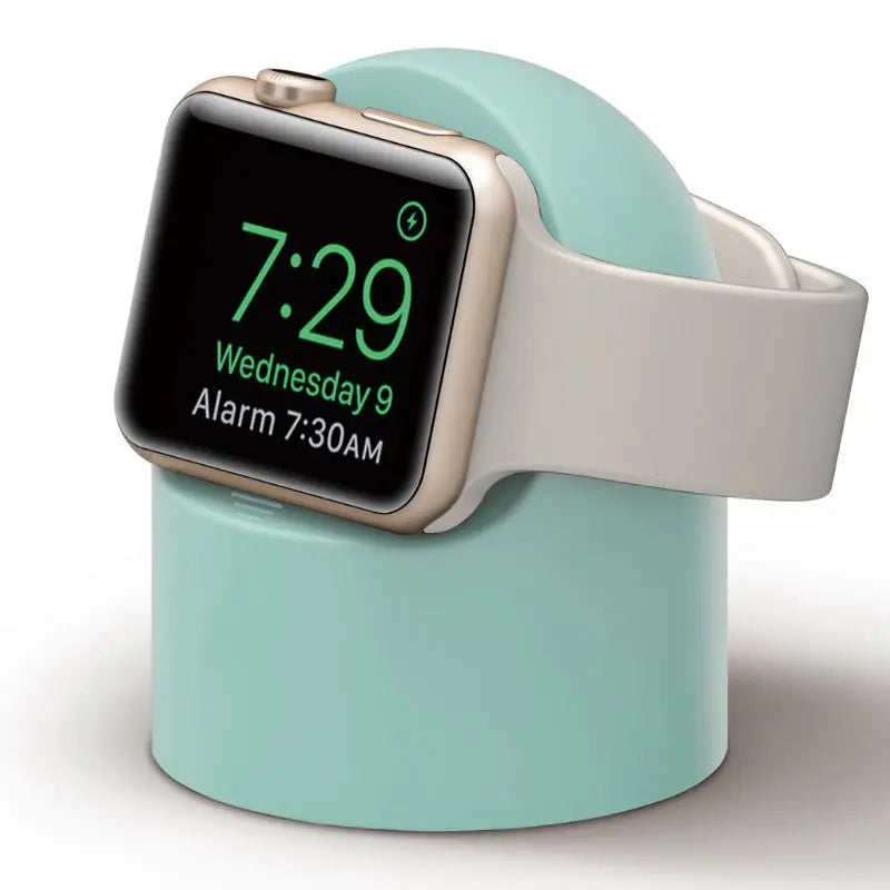 Durable Silicone Charging Stand for Apple Watch – Dock for all Apple Watch models (38–49mm); supports Nightstand Mode.