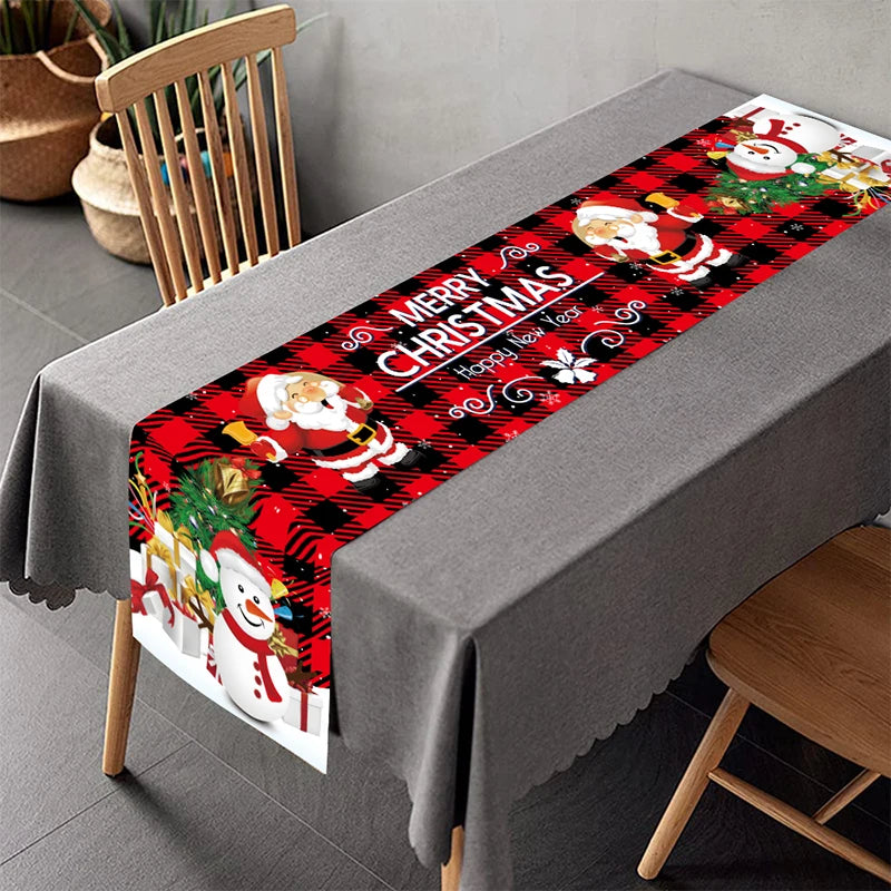 Christmas Table Runner - Merry Christmas Home Decoration Tablecloth Cover for Xmas, New Year Party, and Gifts 2024