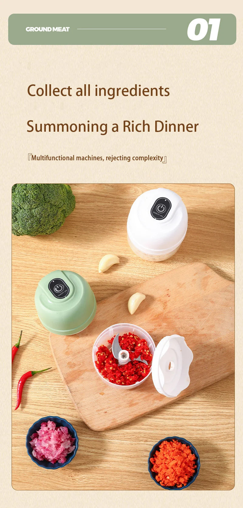Electric Garlic Purer 100/250ML Mini Electric Garlic Chopper USB Charging Ginger Vegetable Cutter Food Chopper Kitchen Tools
