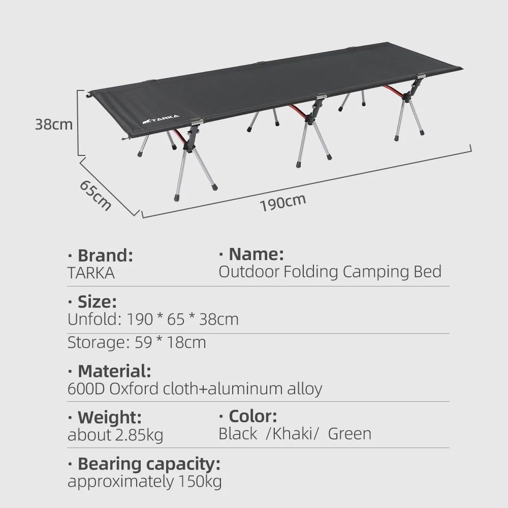 TARKA Lightweight Collapsible Camping Cot - Portable Foldable Sleeping Bed for Backpacking, Hiking, and Outdoor Single Use