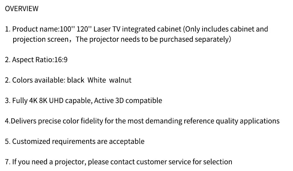 120'' Black Smart Laser TV Cabinet +UST ALR Projector Screen Motorized Floor Rising Screen for Ultra Short Throw Laser Projector