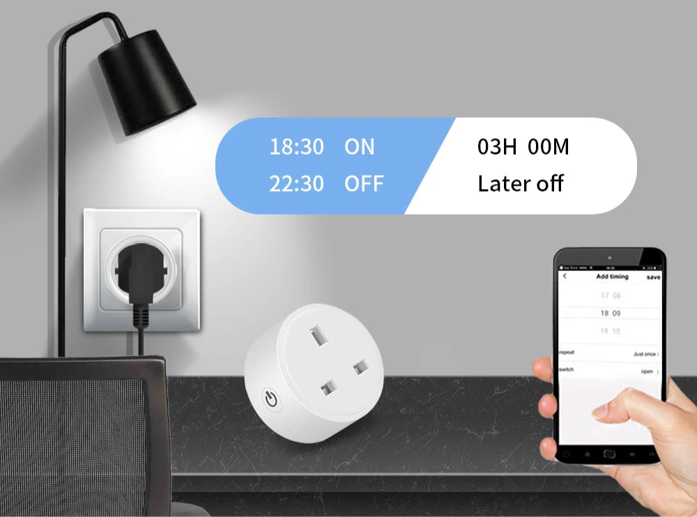 Cerhot Homekit 16A 3 Pin UK Smart Plug Wifi Plug Adapter Smart Home With apple Siri Alexa Google Timer Function Power Outlet Set