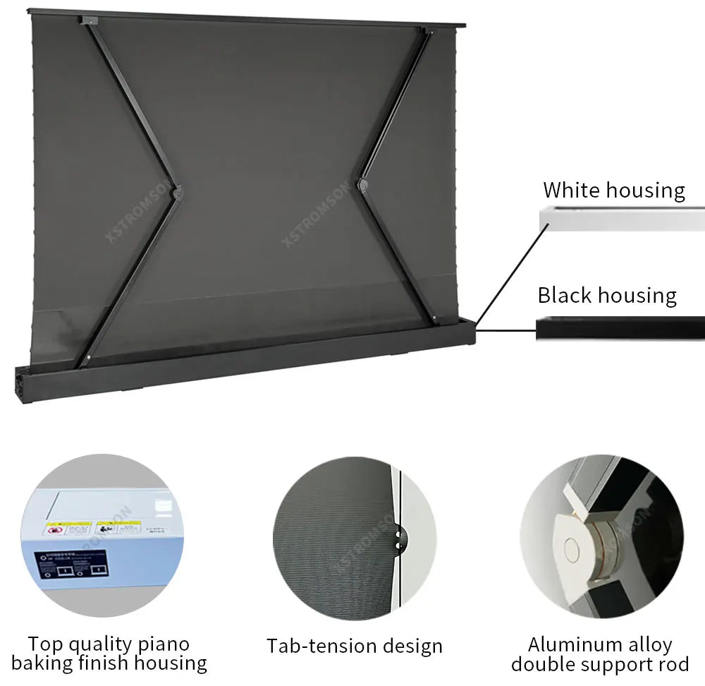 120 inch Laser TV ALR Projector Screen Motorized Floor Rising PET Crystal UST ALR Projection Screen For 4K Ultra Short Projector