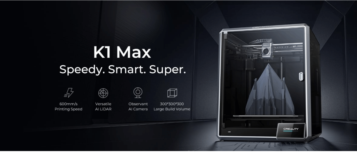 Creality K1 Max 3D Printer 600mm /s Printing Speed Dual-gear Direct Drive Extruder 300x300x300MM