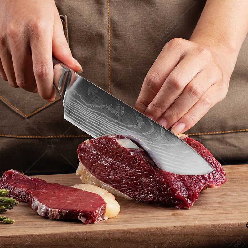 Professional Japanese Chef Knife – Stainless Steel Santoku, Slicing, Utility, Bread, and Meat Cleaver for Versatile Cooking