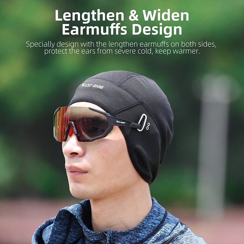 WEST BIKING Winter Fleece Cycling Cap - Windproof Thermal Helmet Liner for Cycling, Running & Outdoor Sports