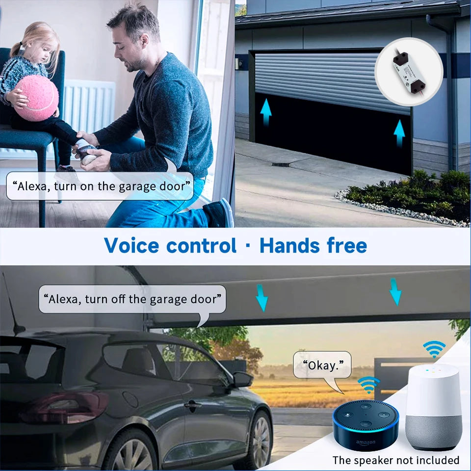 Tuya Smart WiFi Garage Door Opener – Automatic Controller with Voice Control, App Remote, Compatible with Alexa & Google Home