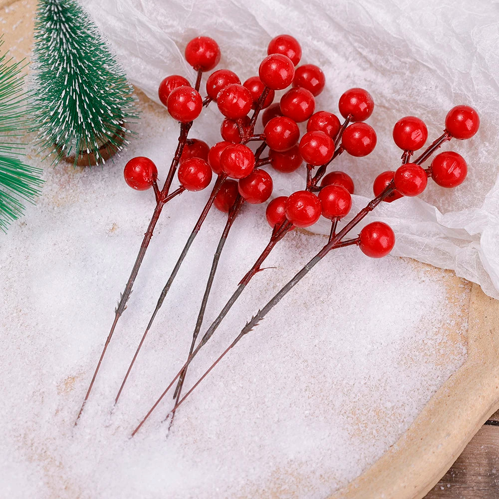 Christmas Artificial Berries | Red, Gold & Silver Branches for Floral Wreaths and Christmas Tree 2024