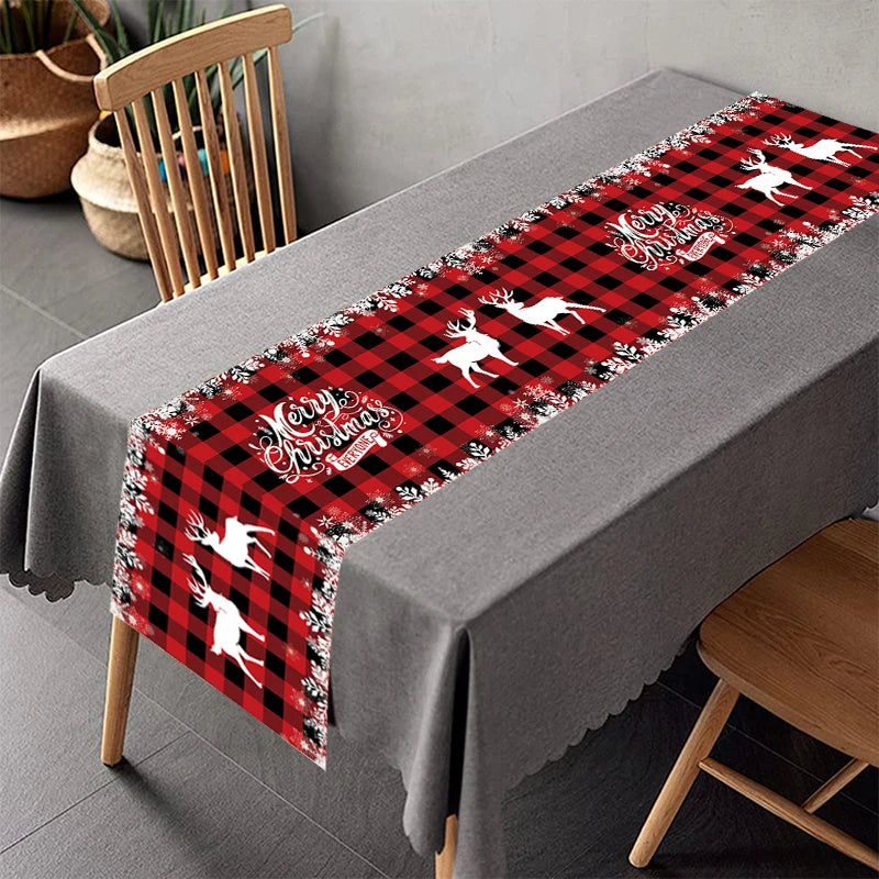 Christmas Table Runner - Merry Christmas Home Decoration Tablecloth Cover for Xmas, New Year Party, and Gifts 2024