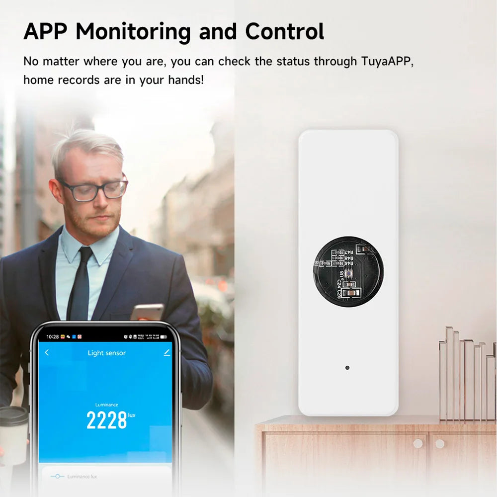 Tuya ZigBee Light Sensor Luminance Sensor Illumination Brightness Detector Smart Home Automation App Control Tuya Light Detector