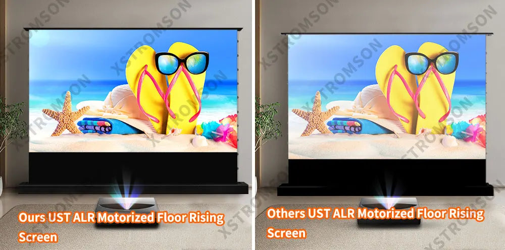 120 inch Laser TV ALR Projector Screen Motorized Floor Rising PET Crystal UST ALR Projection Screen For 4K Ultra Short Projector