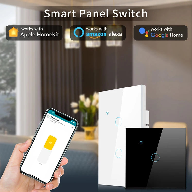 For Apple Homekit Touch Switch WIFI Smart Home Automation Wall Light Switch Interruptor Inteligenter 1/2/3Gang Siri VoiceControl