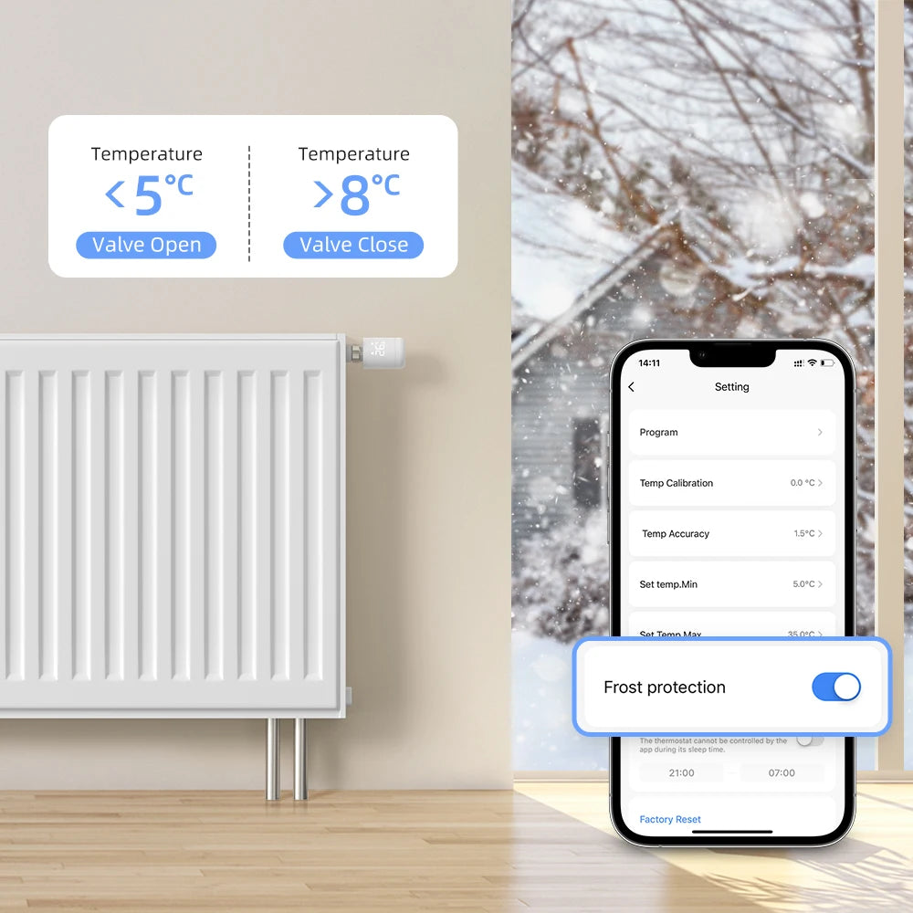 AVATTO Tuya 1-6PCS Wifi TRV Radiator Actuator Valve Thermostatic Radiator Valve Temperature Controller Support Alexa Google Home