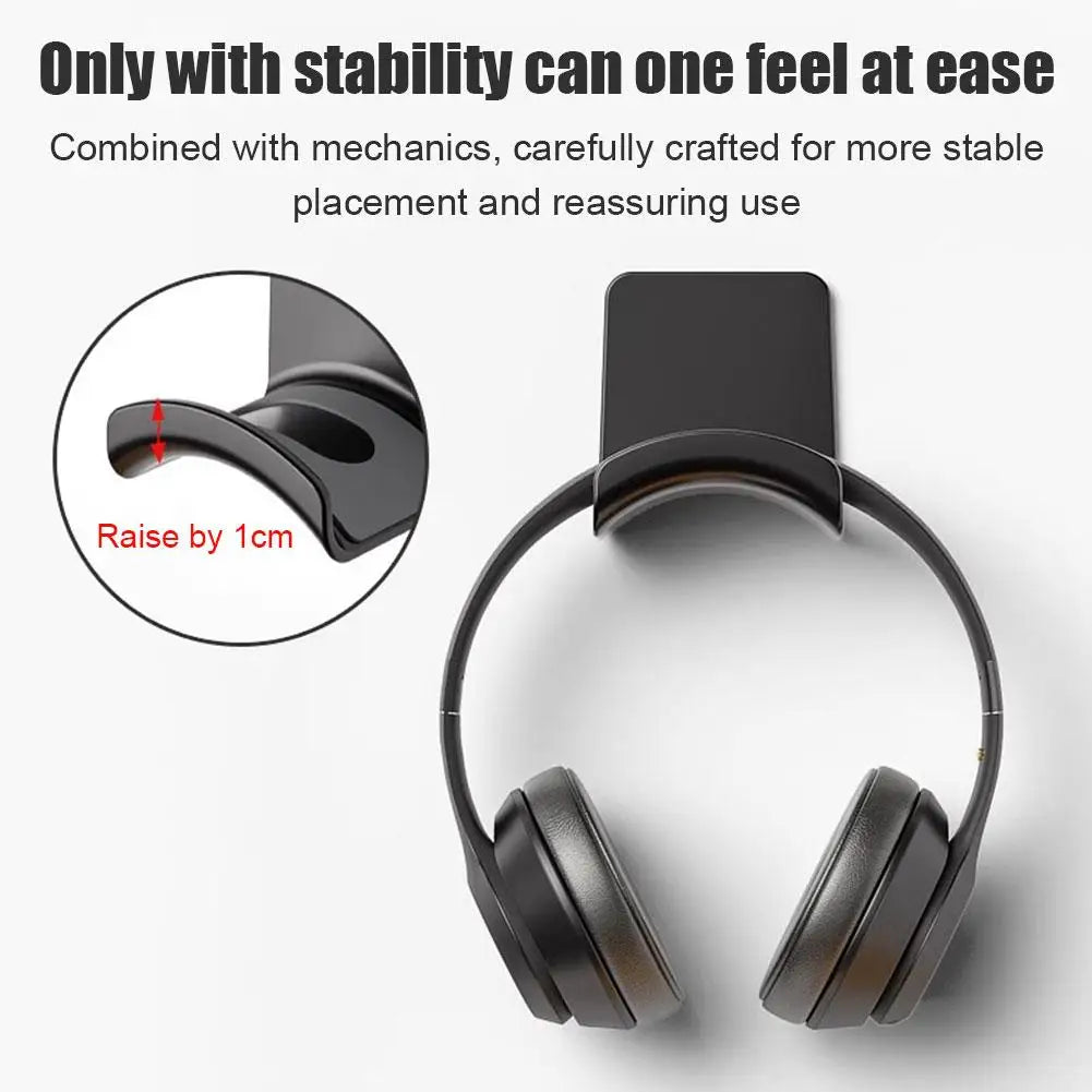 BUDI Universal Headphone Stand – Adhesive Wall Mount & Under-Desk Headset Holder for Gaming Earphones and Headsets