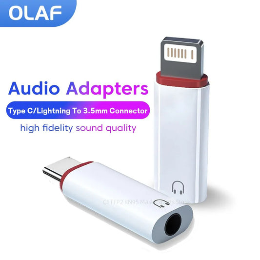 Olaf Lightning to 3.5mm Jack AUX Adapter for iPhone 14, 13, 12 – USB-C Headphone Audio Splitter Connector for iPhone & Android Devices