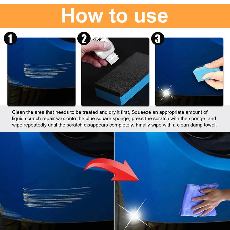 Car Scratch Remover and Polishing Paste with Sponge - Paint Repair for Smooth and Shiny Car Body