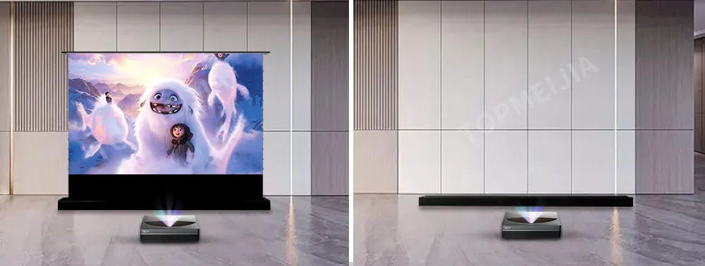 120 inch Laser TV ALR Projector Screen Motorized Floor Rising PET Crystal UST ALR Projection Screen For 4K Ultra Short Projector